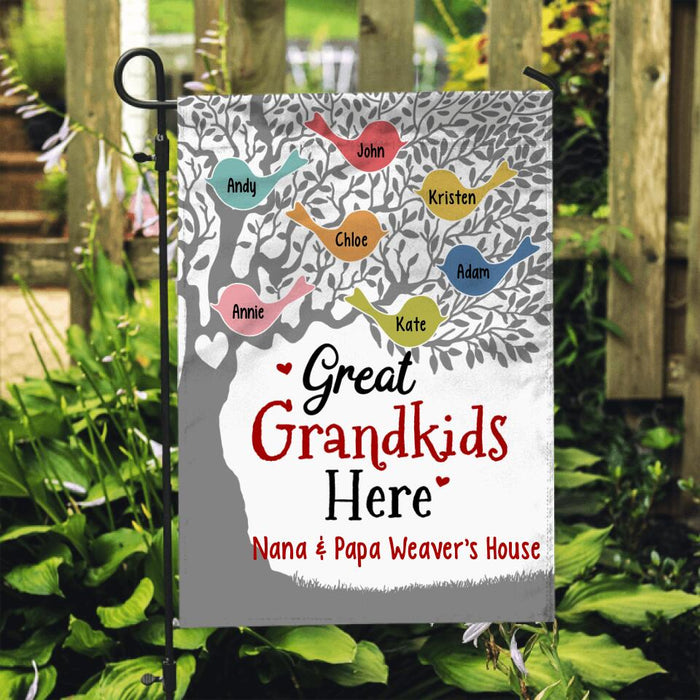 Great Grandkids Here - Personalized Gifts Custom Garden Flag for Grandparents