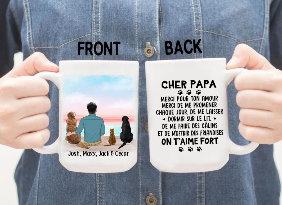 Chère Papa, Merci Pour Ton Amour - Personalized Gifts Custom Dog Mug for Dog Dad, Dog Lovers