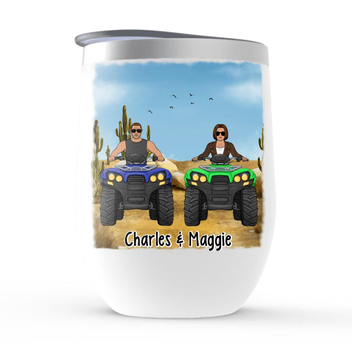 All-Terrain Vehicle Riding Partners - Personalized Wine Tumbler For Couples, Him, Her, Off Road Lovers