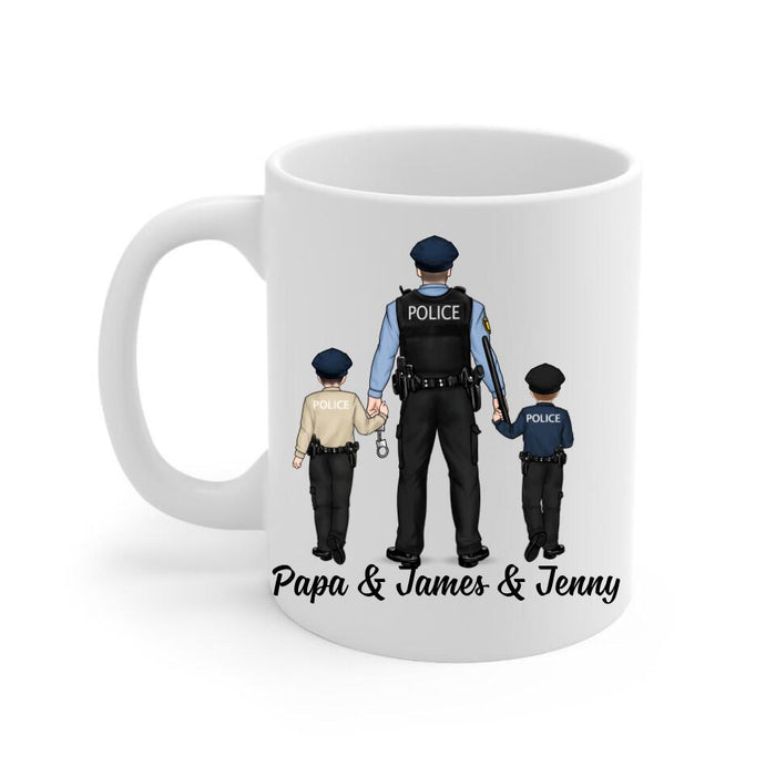 In This Family No One Fights Alone - Personalized Gifts Custom Police Officer Mug for Family, Police Officer