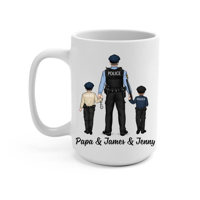 In This Family No One Fights Alone - Personalized Gifts Custom Police Officer Mug for Family, Police Officer