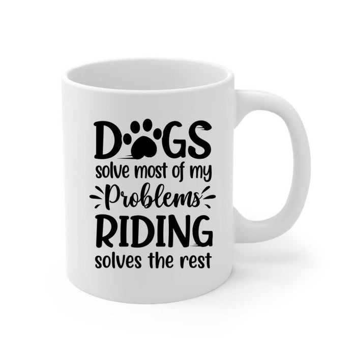 Biker Man/Woman And Dogs - Personalized Mug For Him, Her, Dog Lovers, Off Road Lovers