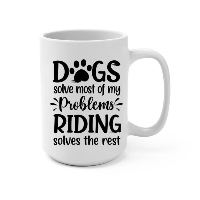 Biker Man/Woman And Dogs - Personalized Mug For Him, Her, Dog Lovers, Off Road Lovers