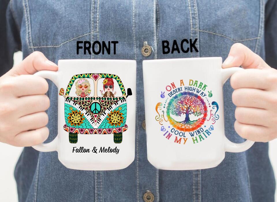 On A Dark Desert Highway - Personalized Mug For Her, Friends, Sisters, Hippie