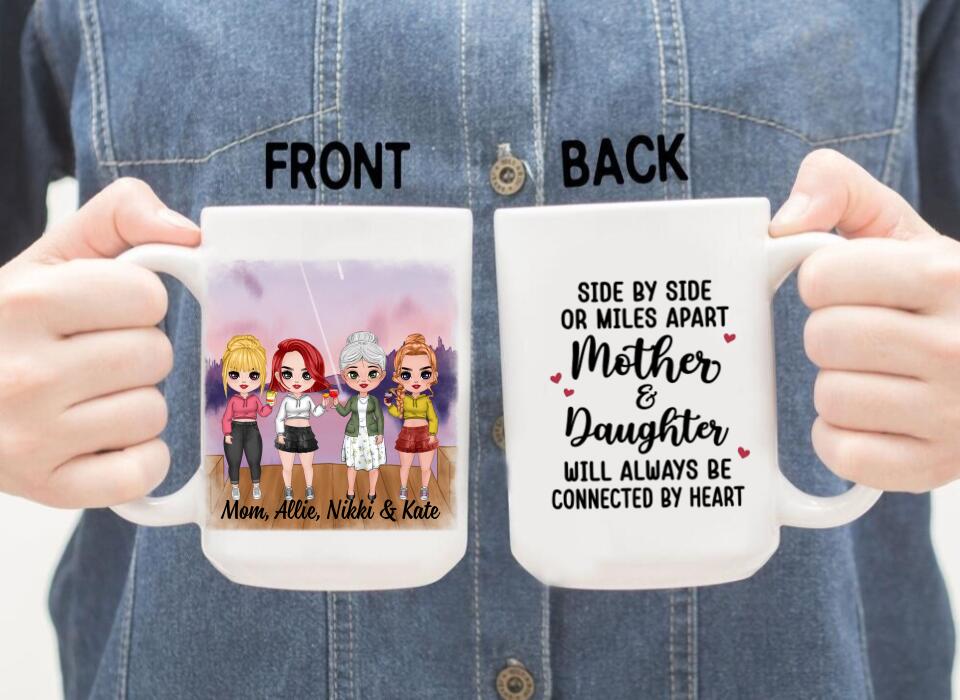 Mother And Daughter Forever Linked Together - Personalized Mug For Her, Mom, Daughter