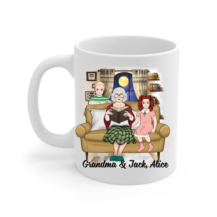 Up To 2 Kids Grandma Hold Me A Little Longer - Personalized Mug For Her, Grandma, Book