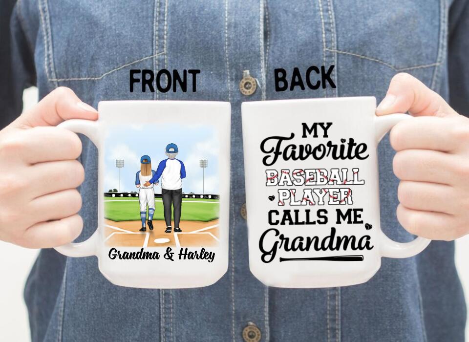 Up To 3 Kids My Favorite Baseball Player Calls Me Grandma - Personalized Mug For Grandma, Baseball