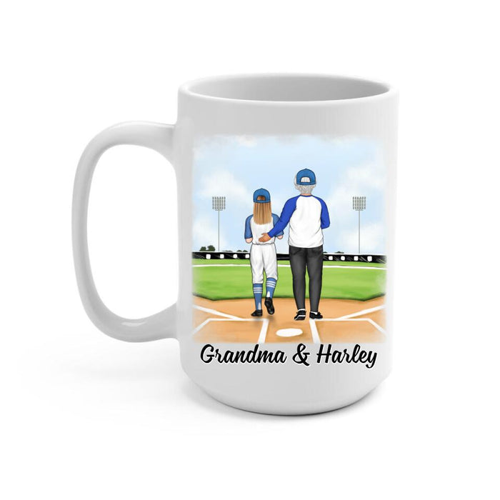 Up To 3 Kids My Favorite Baseball Player Calls Me Grandma - Personalized Mug For Grandma, Baseball