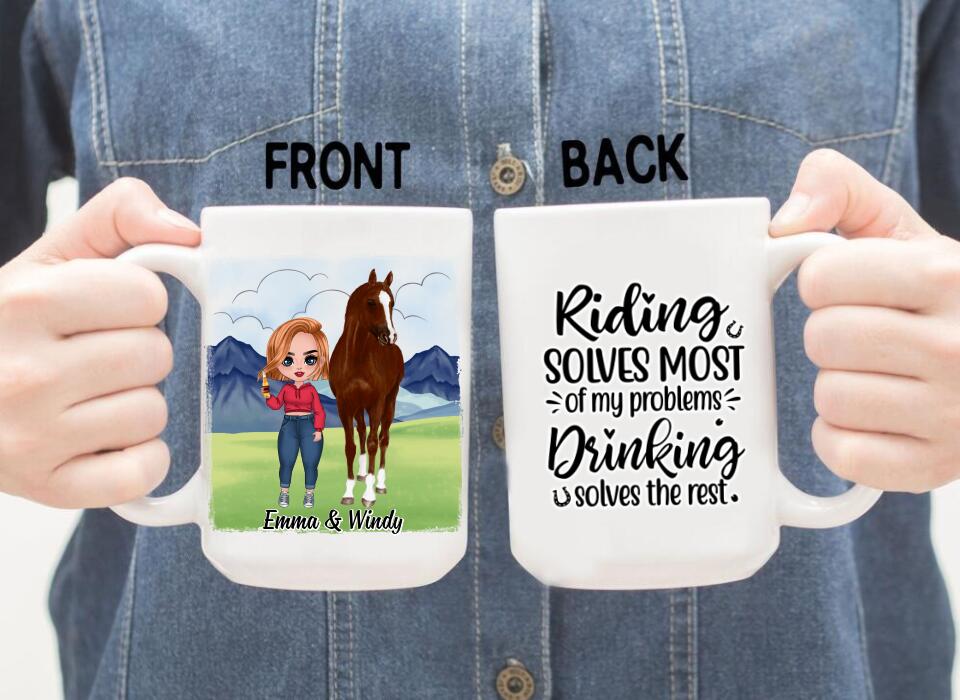 Riding Solves Most Of My Problems - Personalized Mug For Her, Horse Lovers