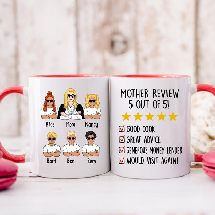 Up To 5 Kids Mother Review 5 Out Of 5 - Personalized Mug For Her, Mom