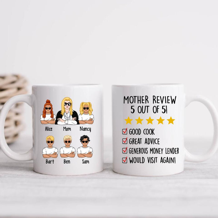 Up To 5 Kids Mother Review 5 Out Of 5 - Personalized Mug For Her, Mom