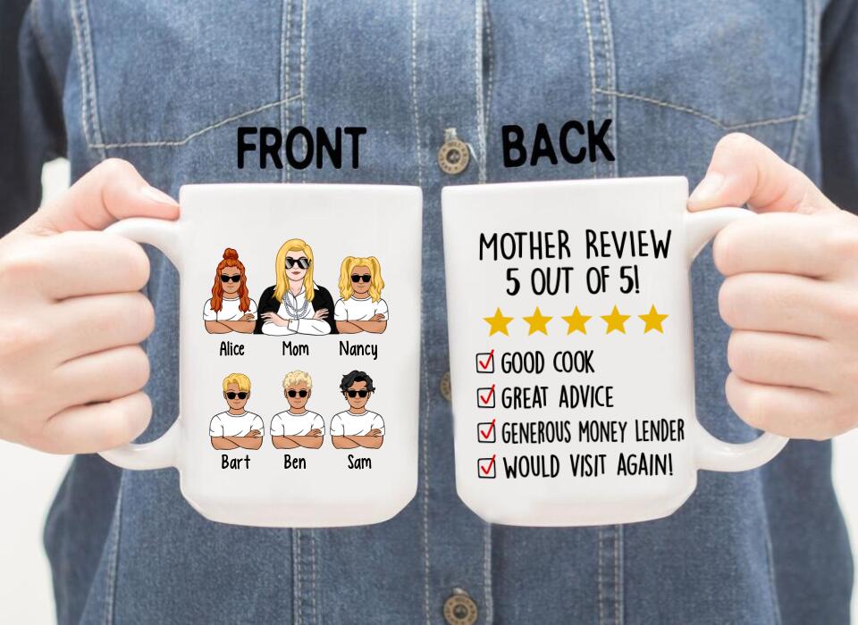 Up To 5 Kids Mother Review 5 Out Of 5 - Personalized Mug For Her, Mom