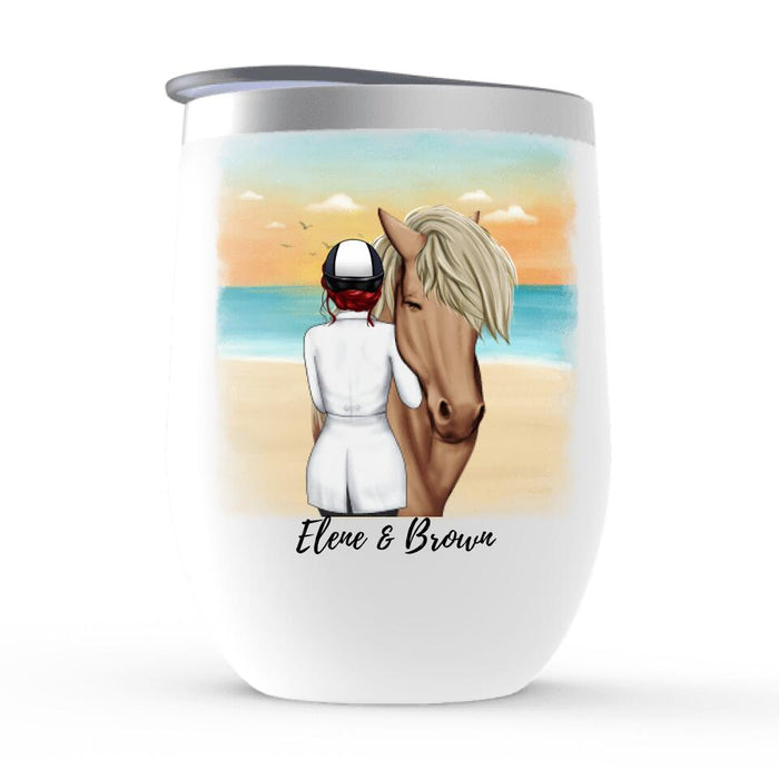 Just a Girl Who Loves Horses - Personalized Gifts Custom Horse Wine Tumbler for Horse Mom, Horse Lovers