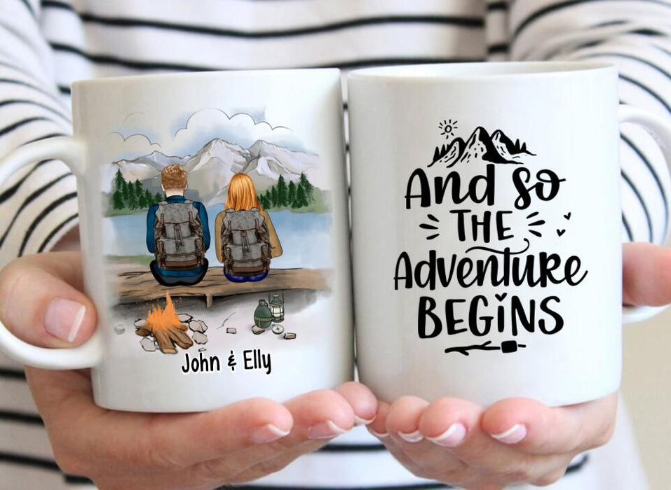 And So The Adventure Begins - Personalized Mug For Couples, Friends, Camping, Hiking