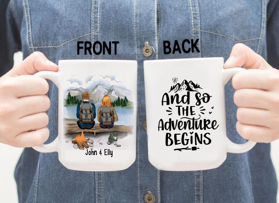 And So The Adventure Begins - Personalized Mug For Couples, Friends, Camping, Hiking