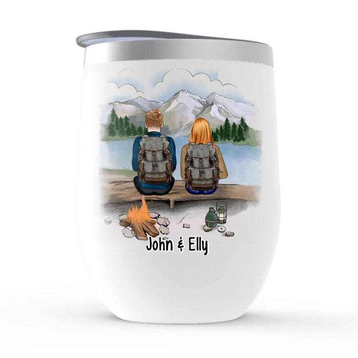 Just Like Campfires And Marshmallows - Personalized Wine Tumbler For Couples, Friends, Camping, Hiking