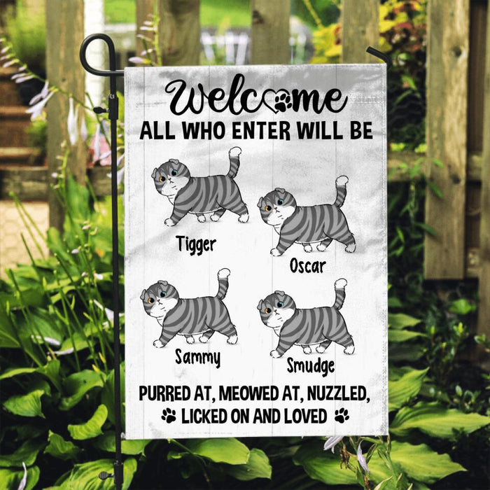 Cats Welcome All Who Enter - Custom Garden Flag Cat Lovers