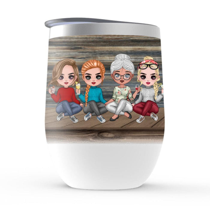 The Love Between Grandma and Granddaughters Is Forever - Personalized Gifts Custom Wine Tumbler for Grandma