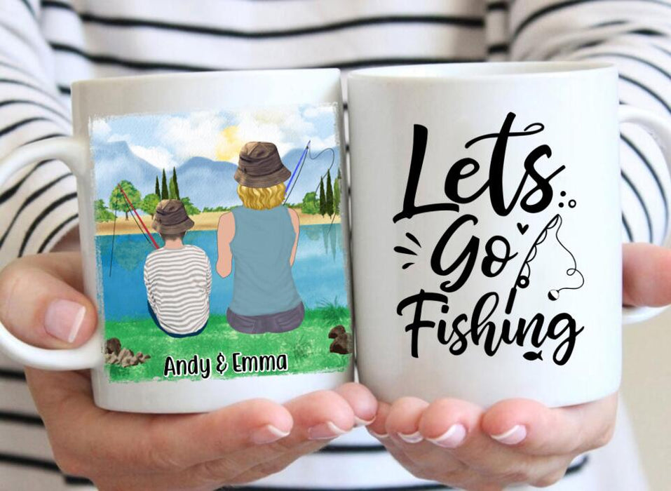 Let's Go Fishing Mom & Kids - Personalized Mug For Mom, Kids, Family, Fishing