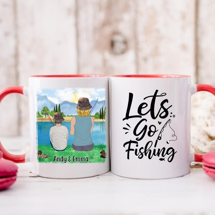 Let's Go Fishing Mom & Kids - Personalized Mug For Mom, Kids, Family, Fishing