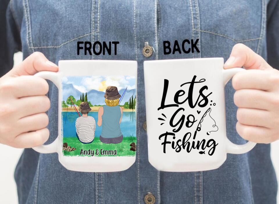 Let's Go Fishing Mom & Kids - Personalized Mug For Mom, Kids, Family, Fishing