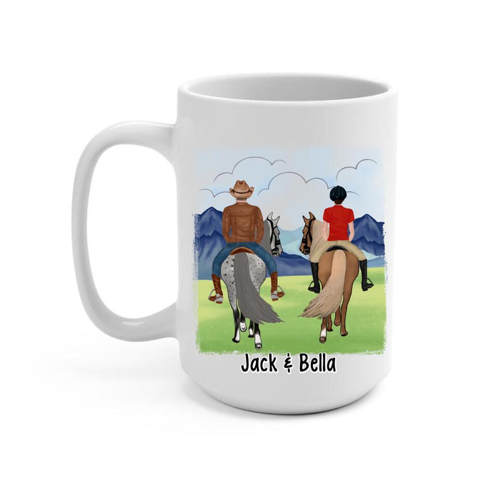 God Blessed The Broken Road - Personalized Mug For Couples, For Her, For Him, Horse Lovers