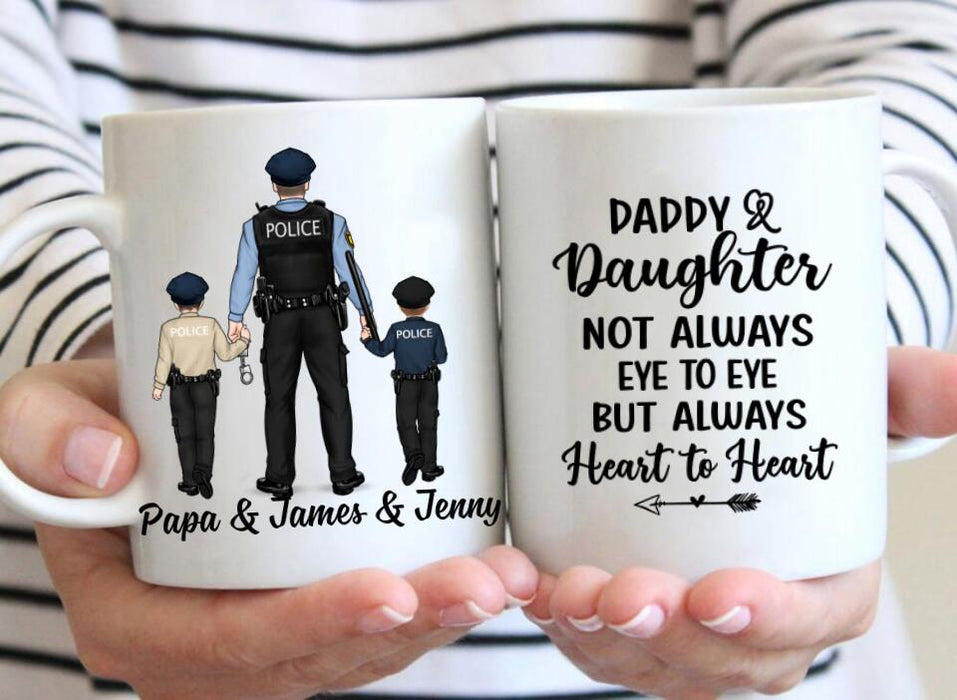 Daddy and Daughter - Personalized Gifts Custom Police Officer Mug for Dad, Police Officer Gifts