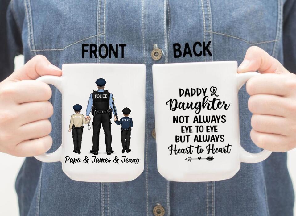 Daddy and Daughter - Personalized Gifts Custom Police Officer Mug for Dad, Police Officer Gifts