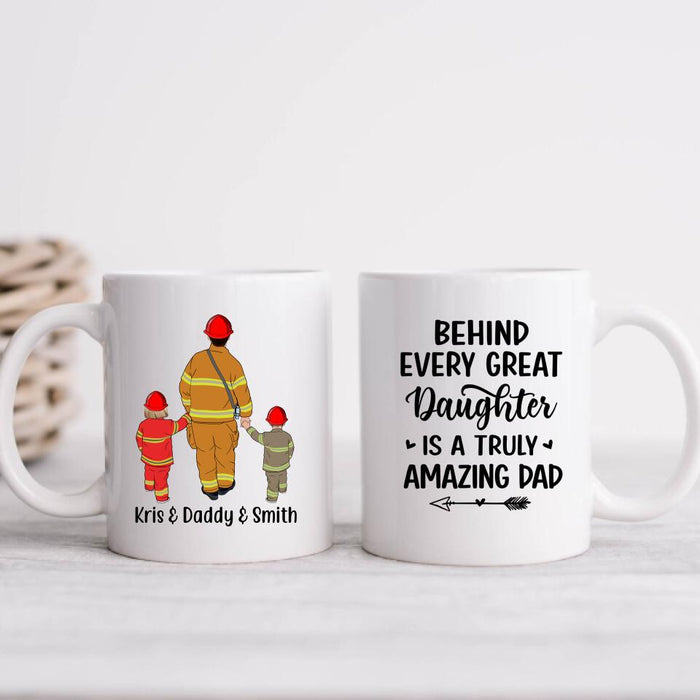 Behind Every Great - Personalized Gifts Custom Firefighter Mug for Dad, Firefighter Gifts