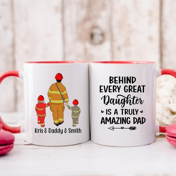 Behind Every Great - Personalized Gifts Custom Firefighter Mug for Dad, Firefighter Gifts