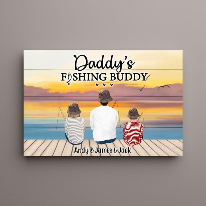 Daddy's Fishing Buddy - Personalized Gifts Custom Fishing Canvas for Friends and Family, Fishing Lovers