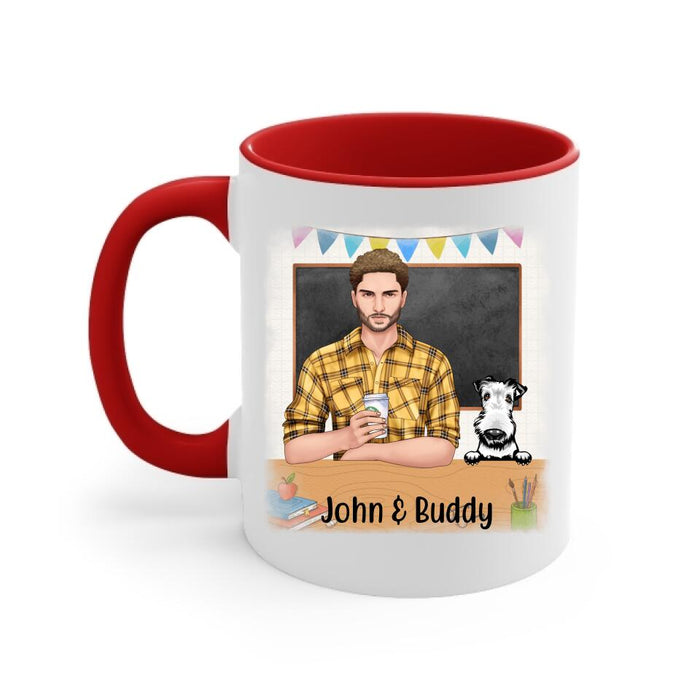 Kinda Busy Being a Teacher and a Dog Dad - Personalized Gifts Custom Dog Mug for Dog Dad, Dog Lovers