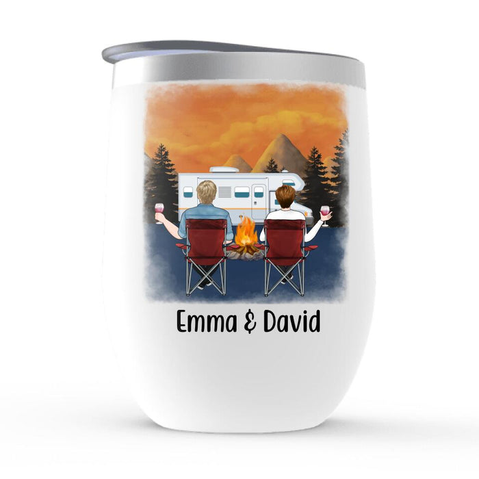 Let's Get Campfire Drunk - Personalized Wine Tumbler, Gift For Campers, Camping Lovers