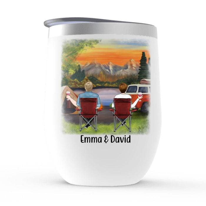 Personalized Wine Tumbler, Camping Partners - Family, Gift For Campers