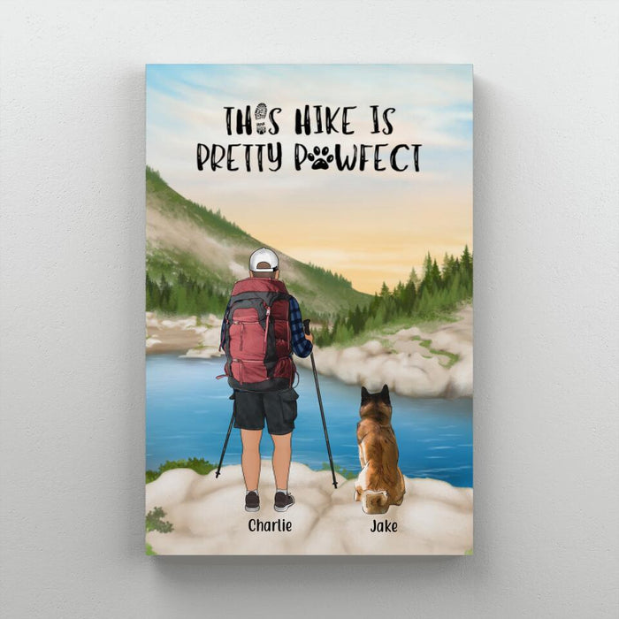 Personalized Canvas, Man Hiking With Dogs, Gift for Hiking and Dog Lovers