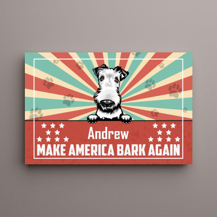 Personalized Canvas, Dogs Make America Bark Again Custom Gift For Fourth Of July