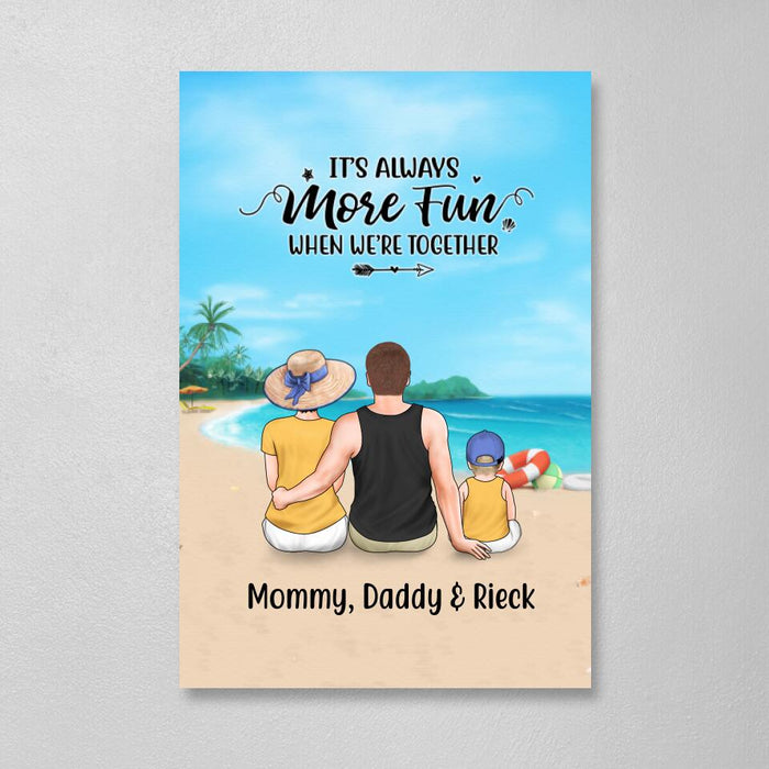 Personalized Canvas, Family On The Beach Parent And Kids, Custom Gift For Summer And Family Lovers