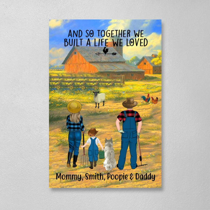 Personalized Canvas, Farming Family And Pet, Gift For Farming And Dog, Cat Lovers