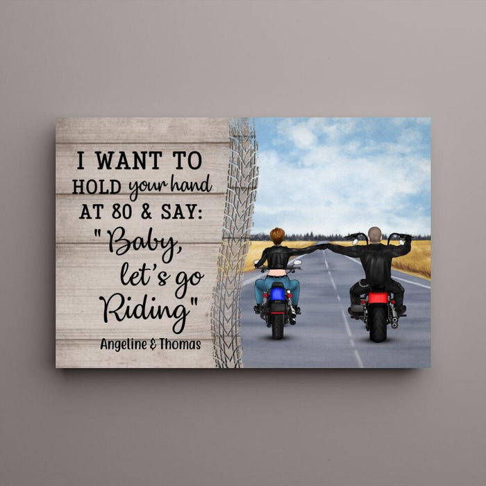 Personalized Canvas, Riding Couple Canvas Backview, Gifts For Motorcycle Riders