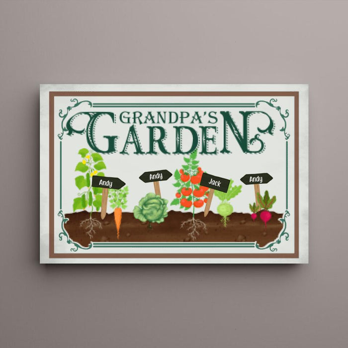 Grandpa's Garden - Personalized Gifts for Gardeners - Custom Canvas for Family and Dad