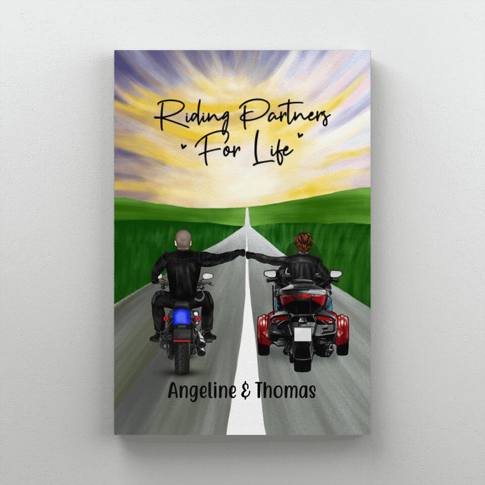 Personalized Canvas, Two Bikers - Couple And Friends, Gift for Motorcycle Lovers