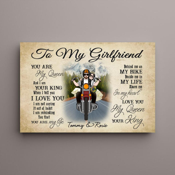 Personalized Canvas, Old Motorcycle Couple, Happy Wedding Anniversary, Gift for Her, Gift for Bikers, Couple