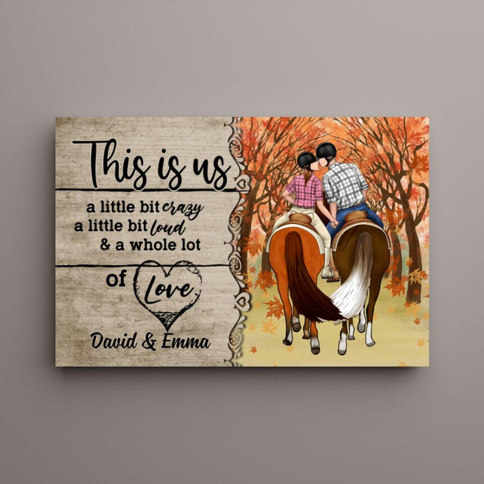 Personalized Canvas,  Horseback Riding Couple Holding Hand - This Is Us, Gift For Couple And Horse Lovers