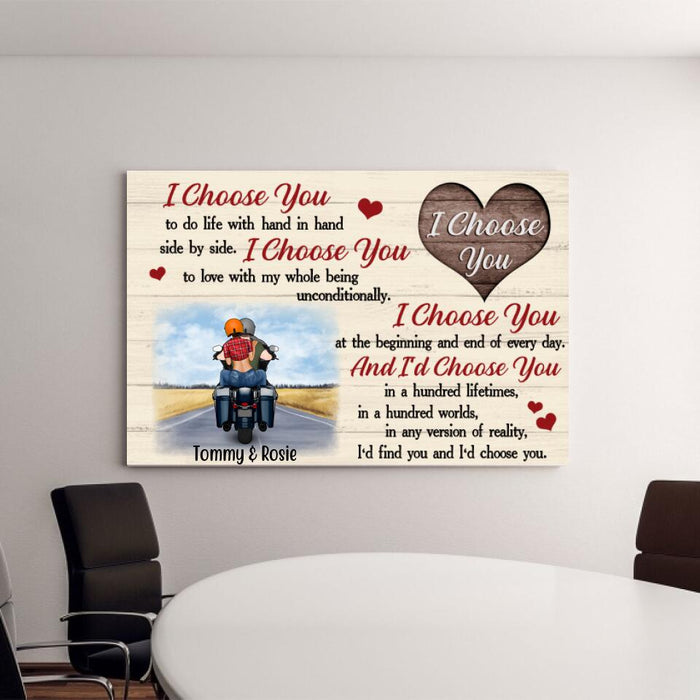 Personalized Canvas, I Choose You To Do Life With, Motorbike Couple, Trike Bike, Gifts For Motorcycle Lovers