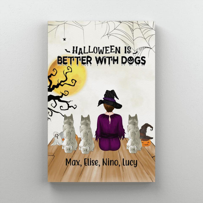 Personalized Canvas, Just A Girl Who Loves Dogs And Halloween, Gift For Halloween And Dog Lovers