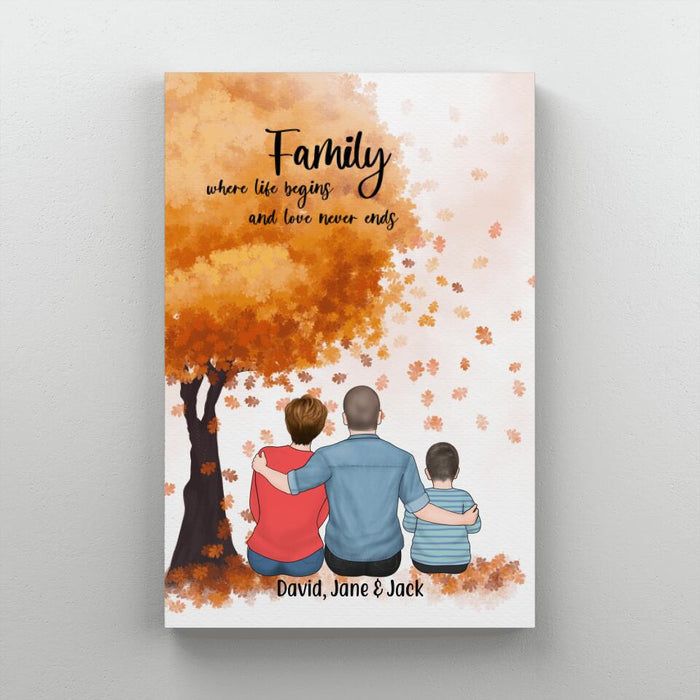 Personalized Canvas, Family Sitting Together, Gift for Family