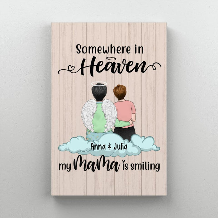 Personalized Canvas, Some Where In Heaven My Mama Is Smilling, Memorial Gifts For Loss Of Mother