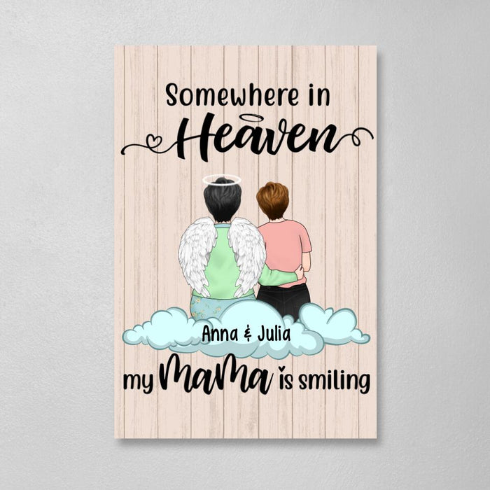 Personalized Canvas, Some Where In Heaven My Mama Is Smilling, Memorial Gifts For Loss Of Mother