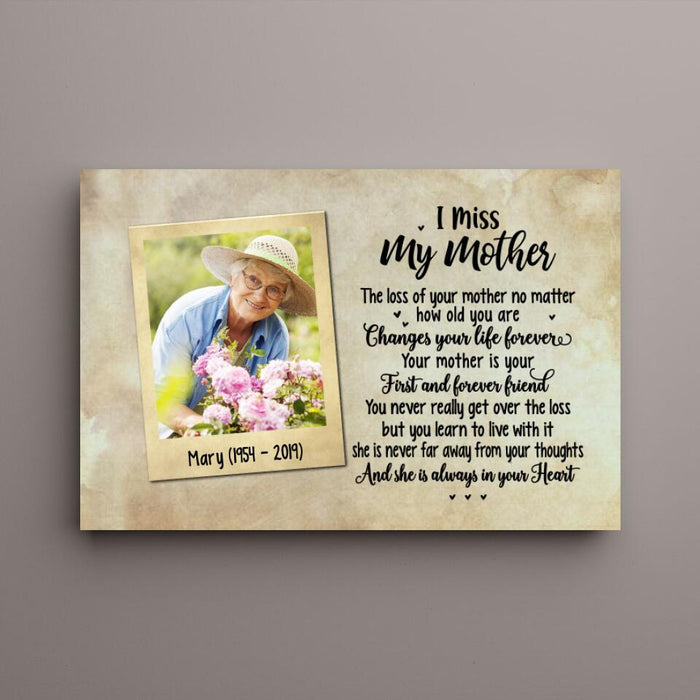 Personalized Canvas, I Miss My Mother, In Memory Of Loving Mother, Memorial Gift For Loss Of A Mother