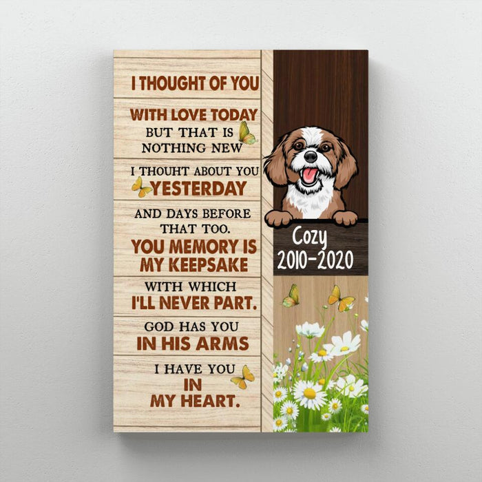 Personalized Canvas, I Thought Of You, Memorial Gift for Dog Loss, Gift for Dog Lover